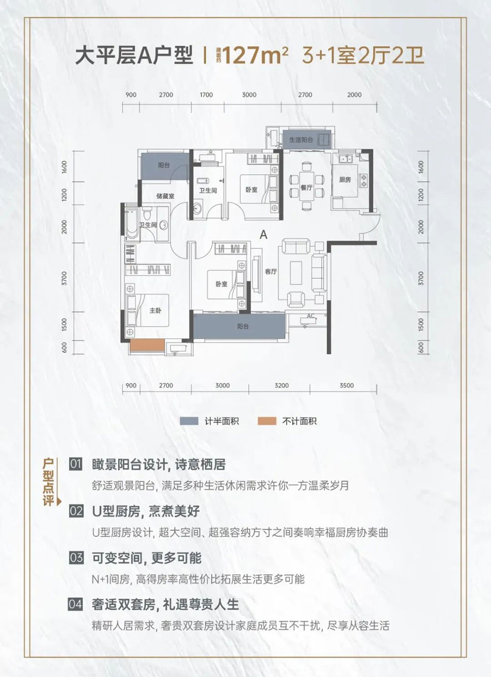 岳阳楼区中建嘉和城大平层A户型