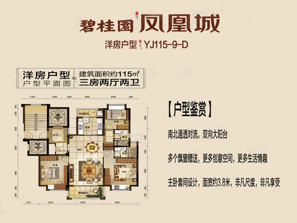 岳阳楼区碧桂园凤凰城洋房D户型
