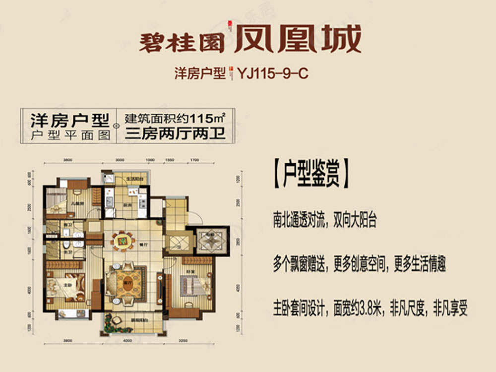 岳阳楼区碧桂园凤凰城洋房C户型