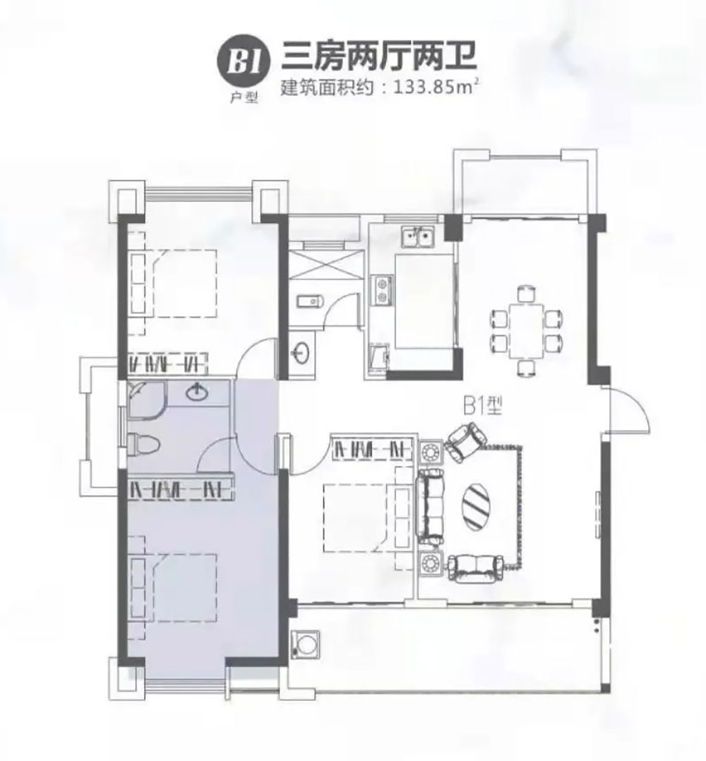 华容县中景世家B1户型