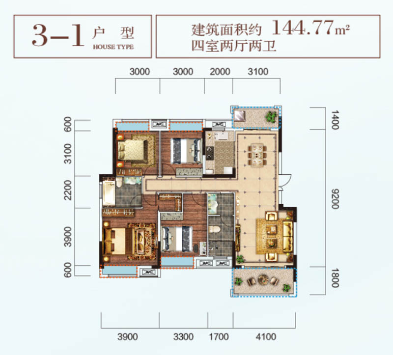 资兴市东江御景3-1户型
