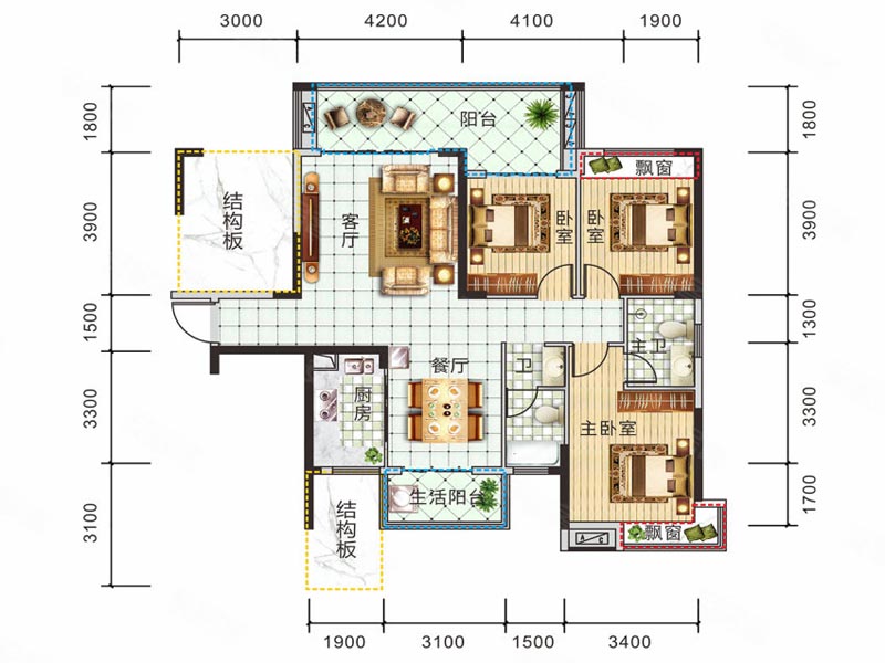桂阳县锦绣金湾3栋F户型